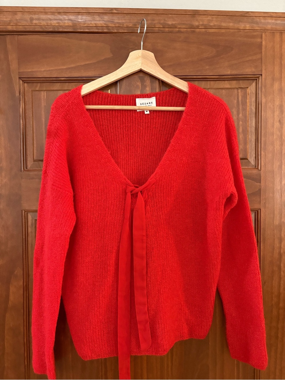 Sézane Tie-Front V-Neck Sweater